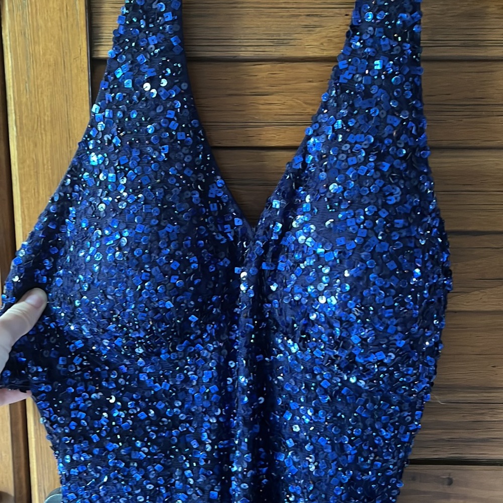 Blue Sequin Evening Gown